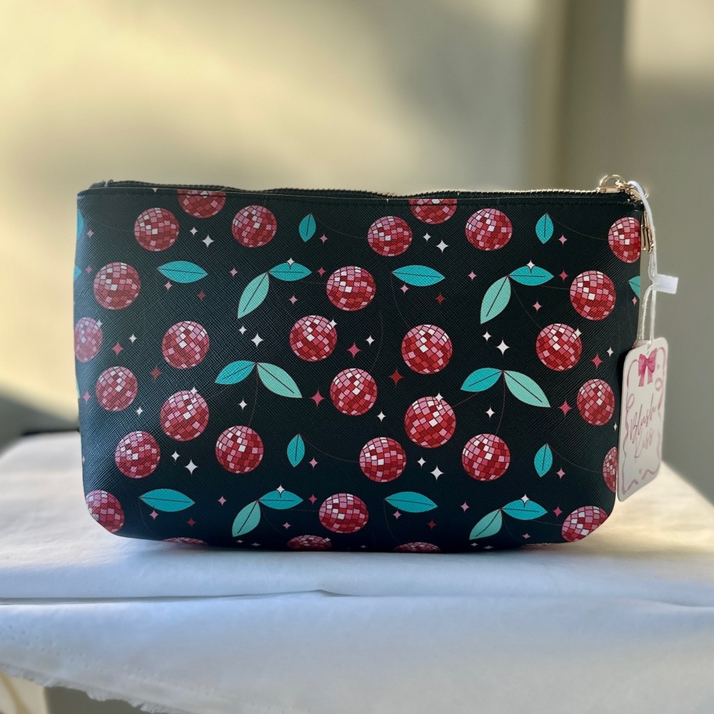 BLUSH KISS Cherry Print Zip Pouch